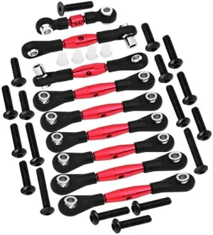 GPM Upgrades Aluminum Tie Rods for 1/10 4WD Ford GT 4-Tec 2.0 (83056-4) & 1/10 4WD 4-Tec 3.0 (93054-4) RC Cars (red)