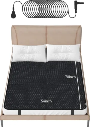 Grounding Mat for Bed, Grounding Pad for Sleeping Plus 15ft Grounding Cord, Relieve Stress Pain Anxiety(54X78inch)
