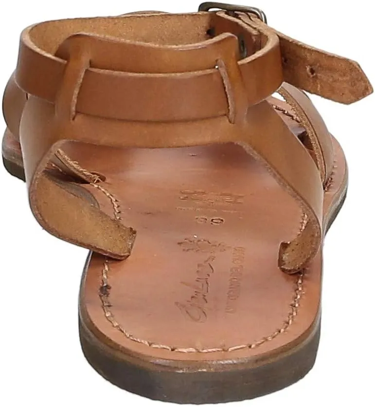 Handmade tan Flat Sandals for Women Real Italian Leather