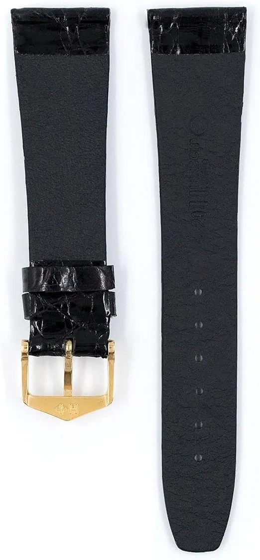 Hirsch Prestige Crocodile Flank Leather Watch Strap - Brown, Golden Brown, Burgundy, Black - Genuine Crocodile Leather