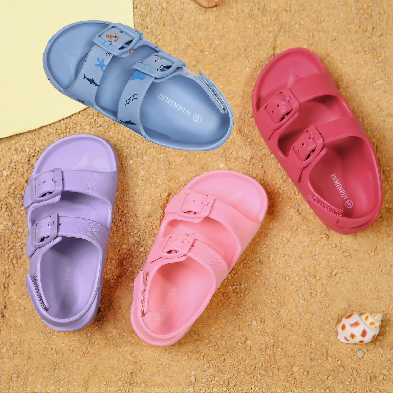 INMINPIN Toddler Boys Girls Buckle Sandals Comfort Open Toe Sandal with Adjustable Back Strap