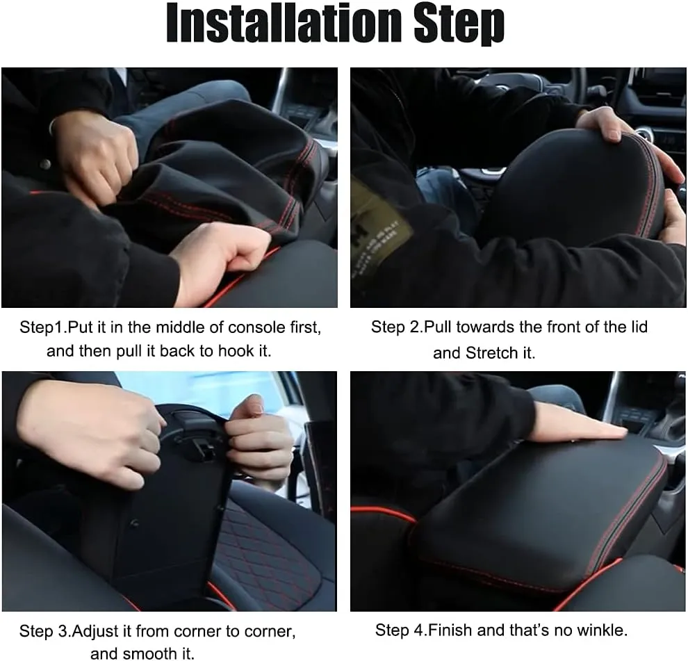 INTGET for Toyota RAV4 Accessories 2025 2024 2023 2022 2021 2020 2019 and 2021-2024 RAV-4 Prime Center Console Cover Leather Armrest Middle Console Lid Cover Arm Rest Covering Car(Red)