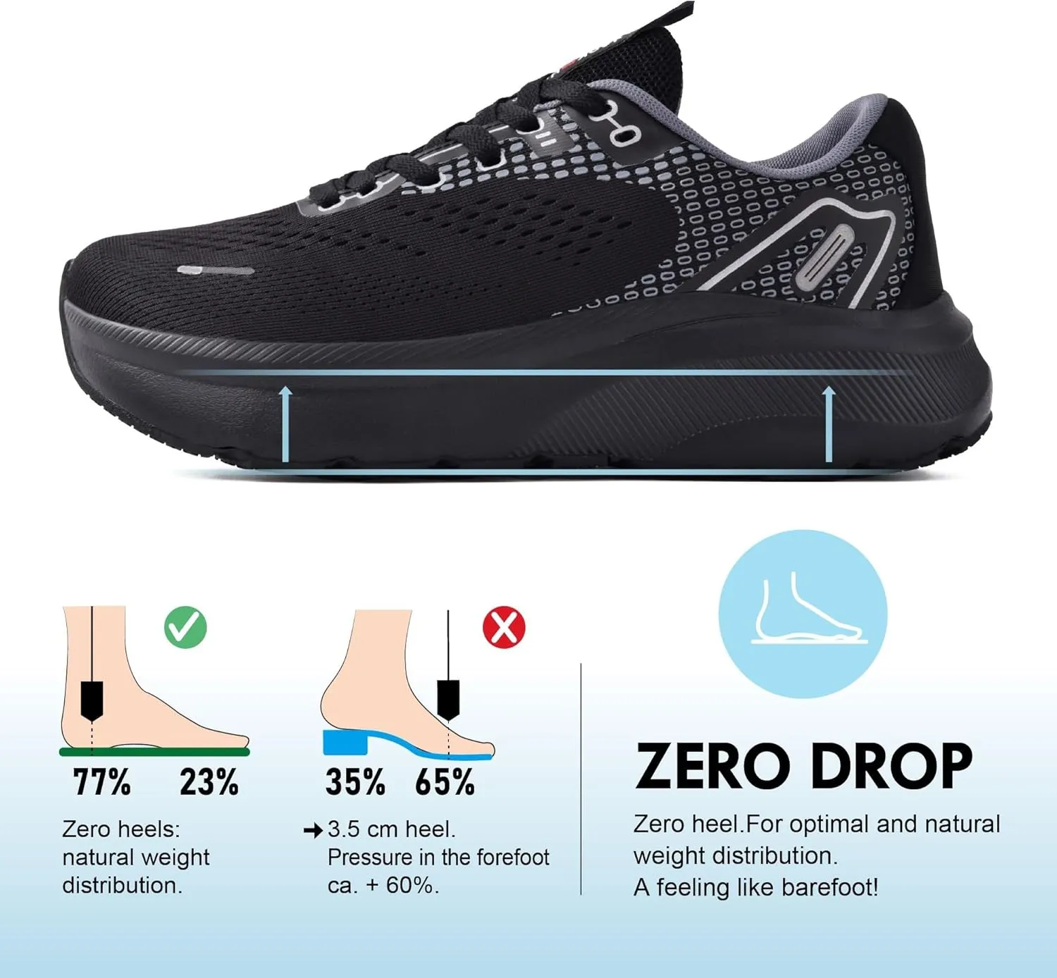 JACKSHIBO Wide Toe Box Shoes for Men Arch Support Shoes Wide Width Sneakers for Running Walking Athletic Tennis Orthopedic Plantar Fasciitis Workout with Thick Cushioned Zero Drop Sole
