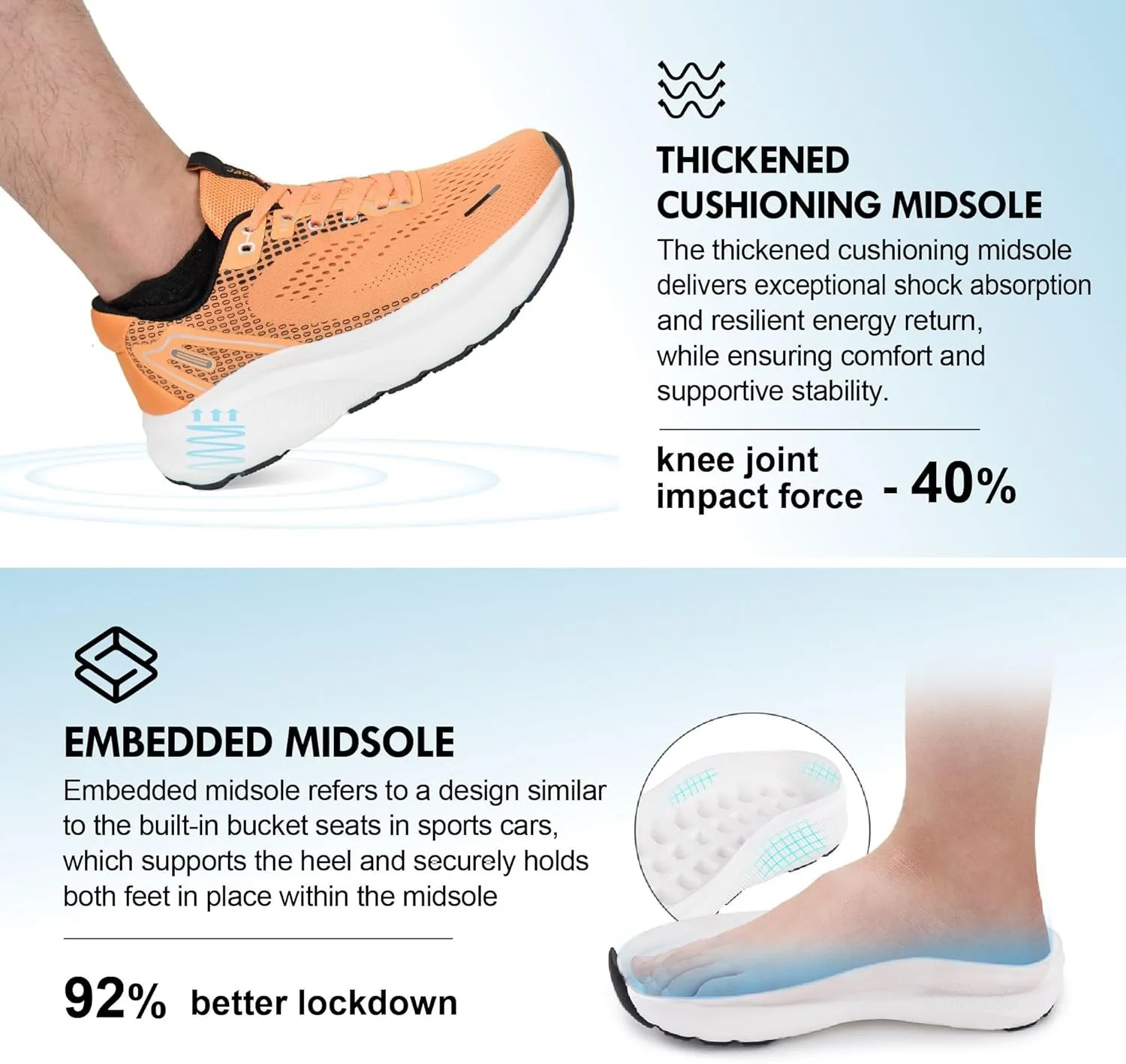 JACKSHIBO Wide Toe Box Shoes for Men Arch Support Shoes Wide Width Sneakers for Running Walking Athletic Tennis Orthopedic Plantar Fasciitis Workout with Thick Cushioned Zero Drop Sole