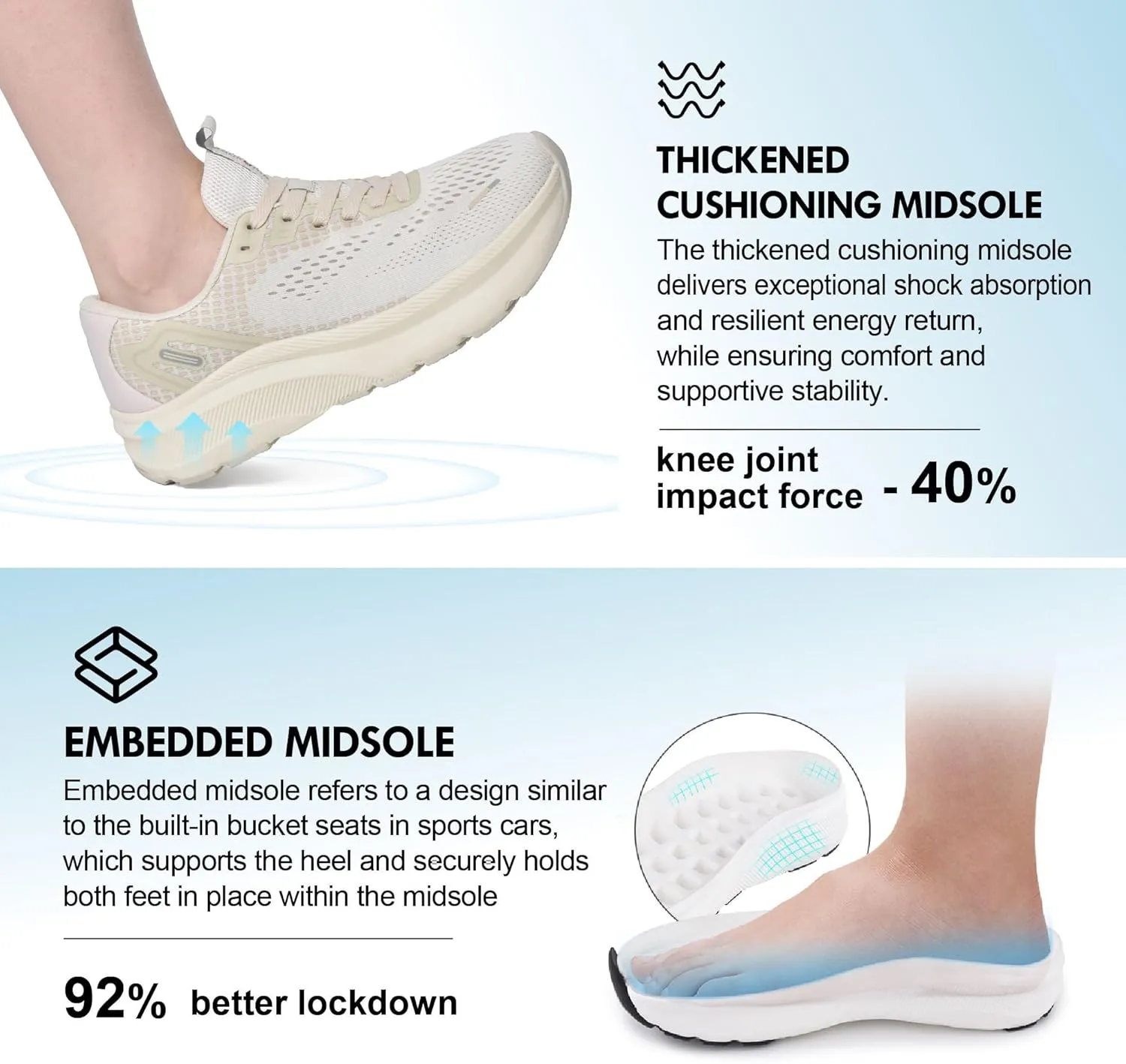 JACKSHIBO Wide Toe Box Shoes Women Arch Support Wide Sneakers for Running Walking Athletic Tennis Orthopedic Plantar Fasciitis Workout with Thick Cushion Zero Drop Sole Width Shoes