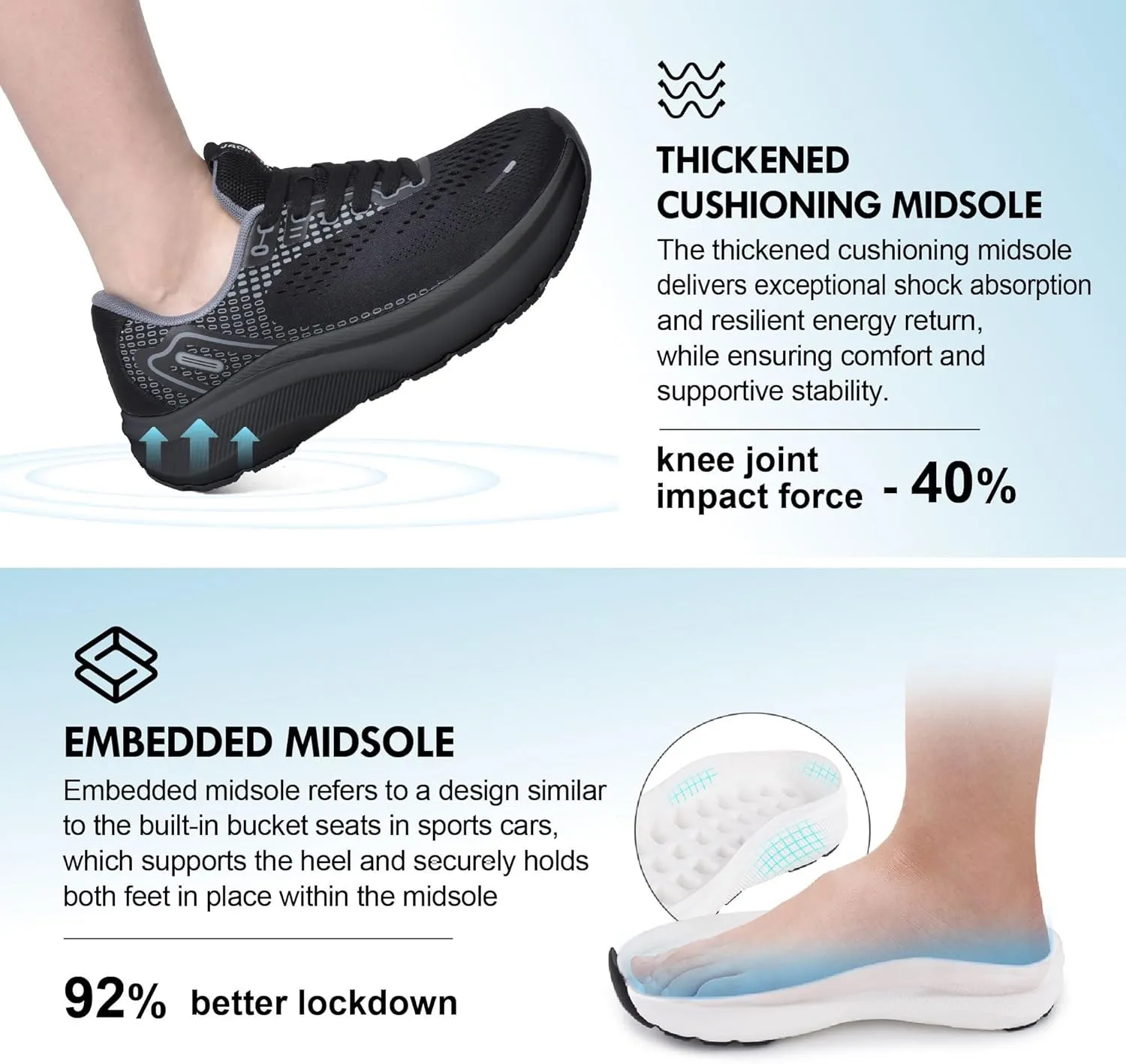 JACKSHIBO Wide Toe Box Shoes Women Arch Support Wide Sneakers for Running Walking Athletic Tennis Orthopedic Plantar Fasciitis Workout with Thick Cushion Zero Drop Sole Width Shoes