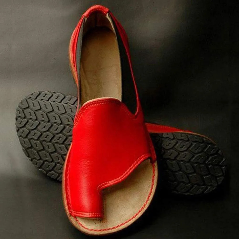 JITUUE Flat Sandals for Women Low Heels Vintage Leather Open-toe Slip on Summer Shoes Buckle Ankle Wrap