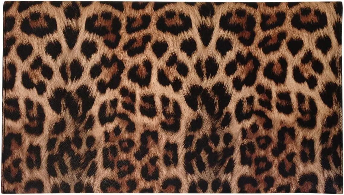 JNB Synthetic Leather Flat Envelope Leopard Print Clutch