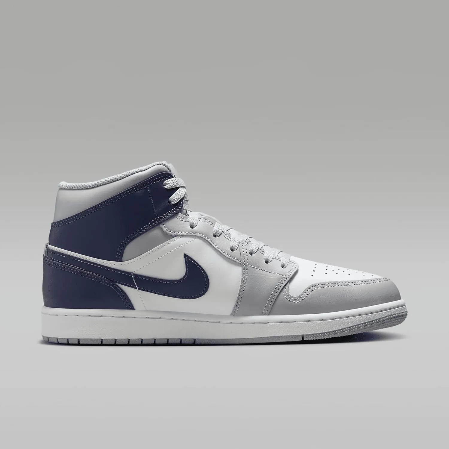 Jordan Men's 1 Mid White/Midnight Navy-Wolf Grey (DQ8426 104)