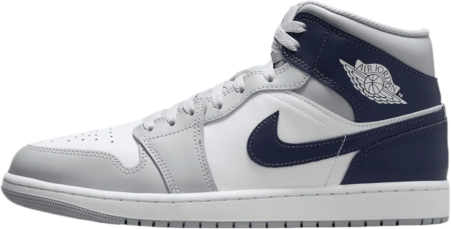 Jordan Men's 1 Mid White/Midnight Navy-Wolf Grey (DQ8426 104)