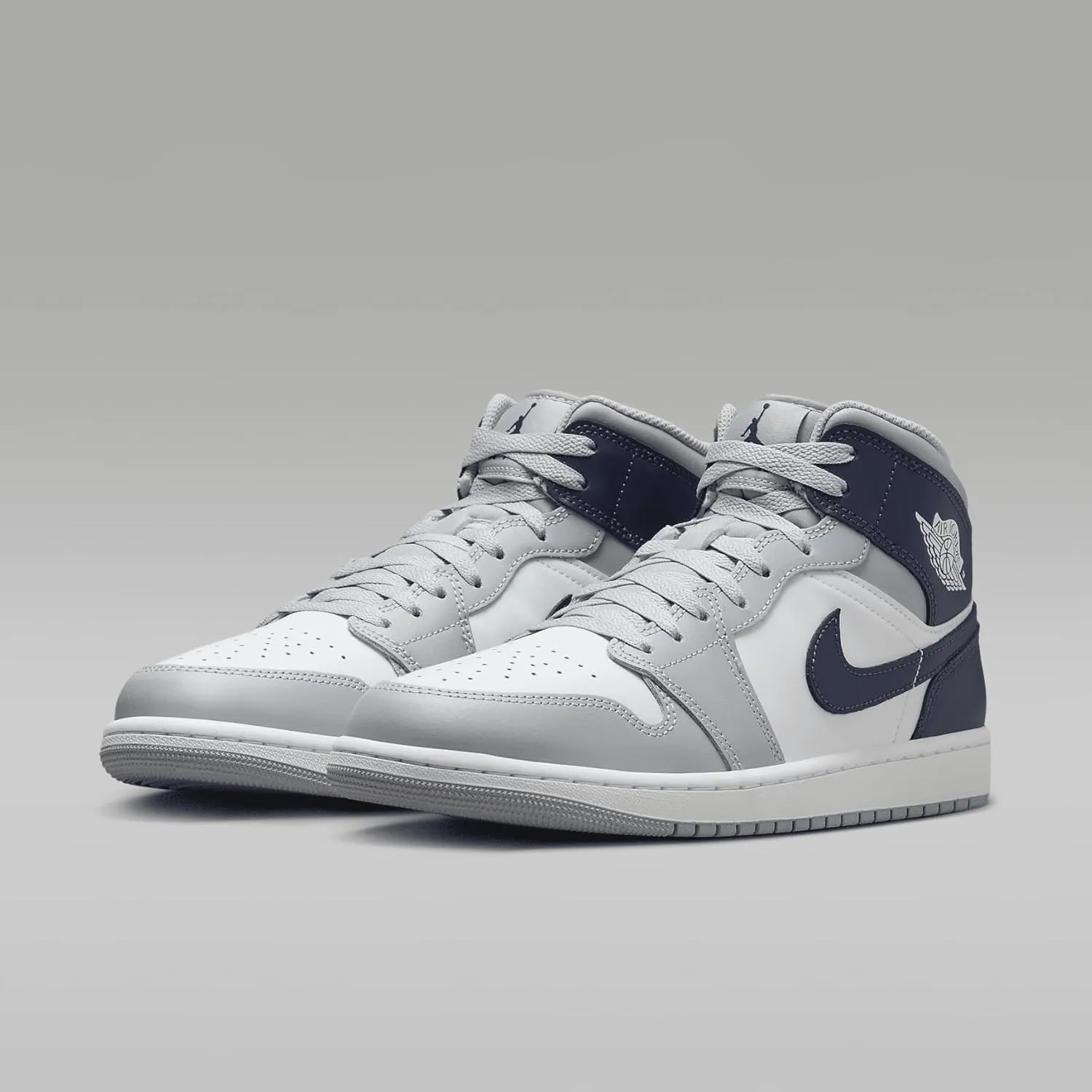 Jordan Men's 1 Mid White/Midnight Navy-Wolf Grey (DQ8426 104)
