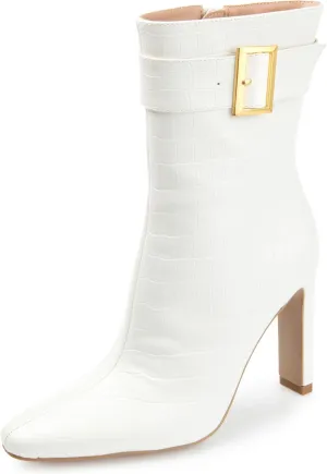 Journee Collection Women's ELANIE Ankle Boot, White, 8