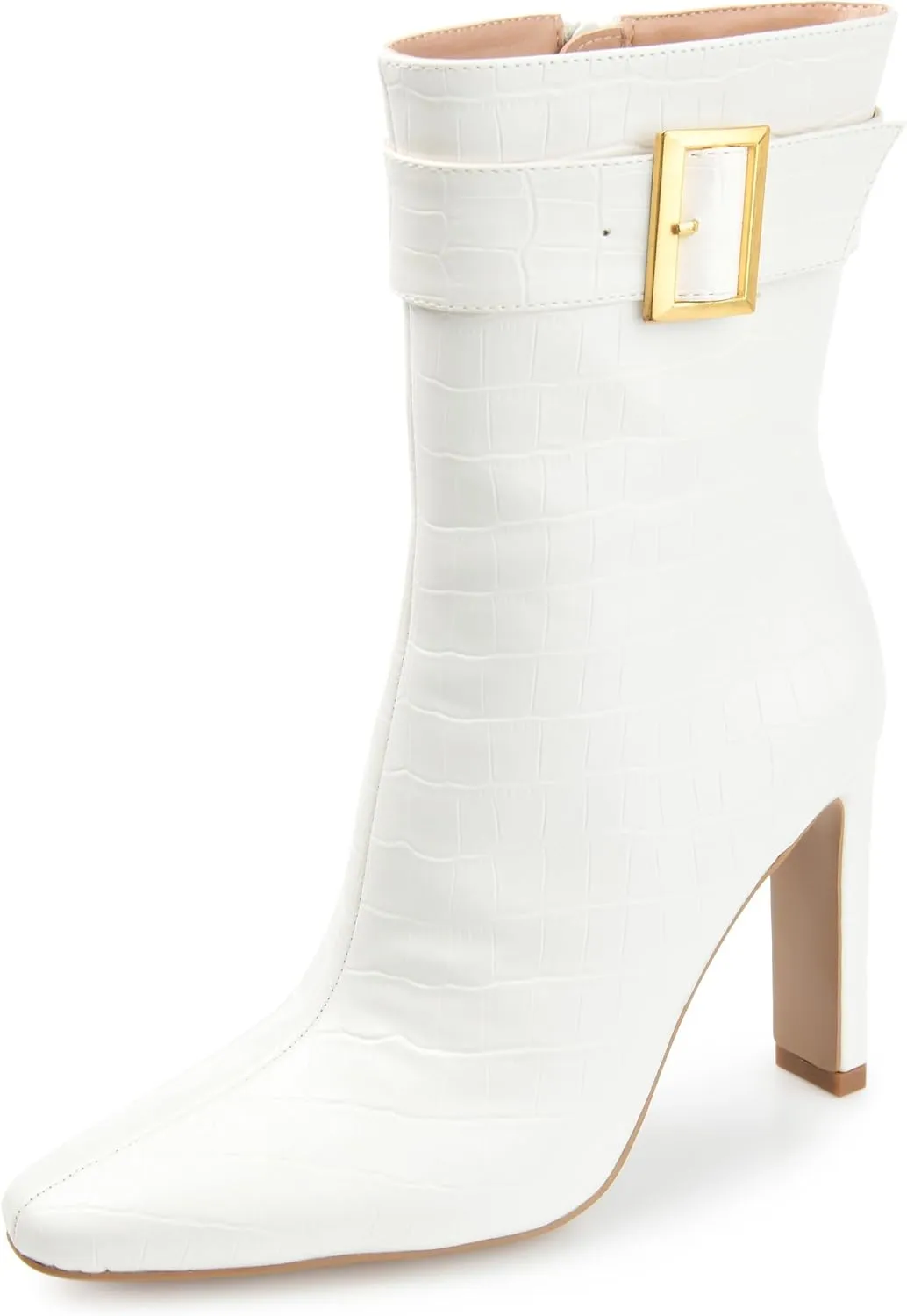 Journee Collection Women's ELANIE Ankle Boot, White, 8