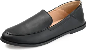 Journee Collection Womens Leather Flat Loafers