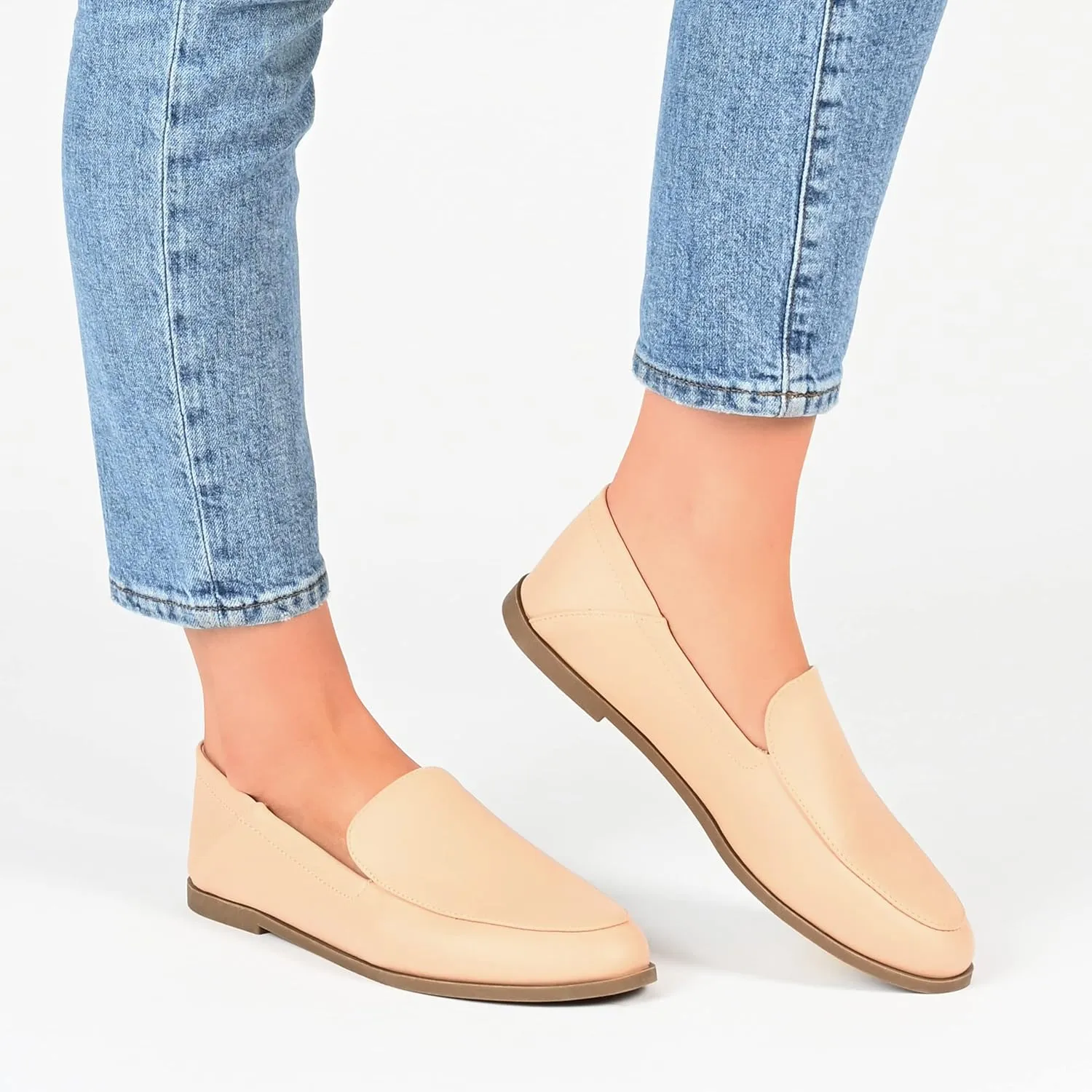 Journee Collection Womens Leather Flat Loafers