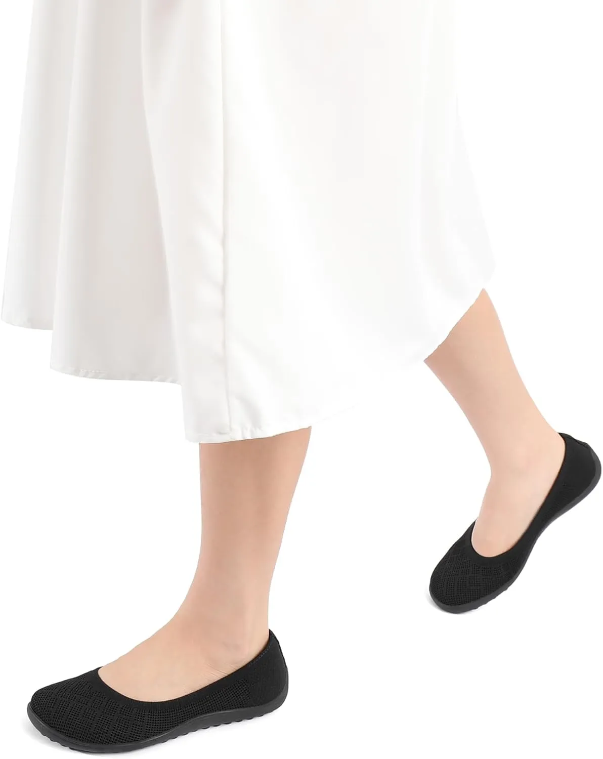 KBZone Women‘s Flat Shoes Round Toe Knit Ballet Flat Comfort Dressy Flat Walking Shoes