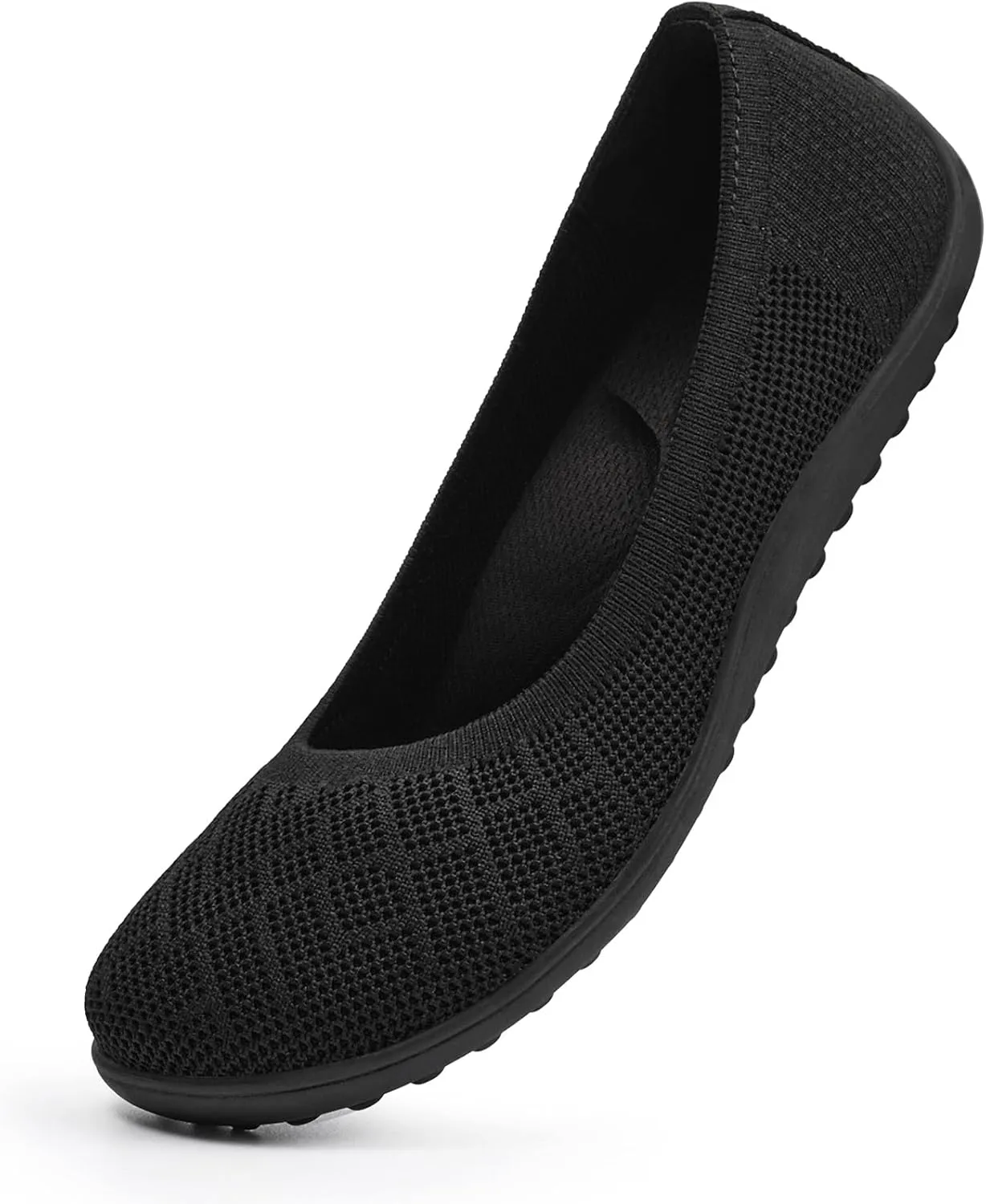 KBZone Women‘s Flat Shoes Round Toe Knit Ballet Flat Comfort Dressy Flat Walking Shoes