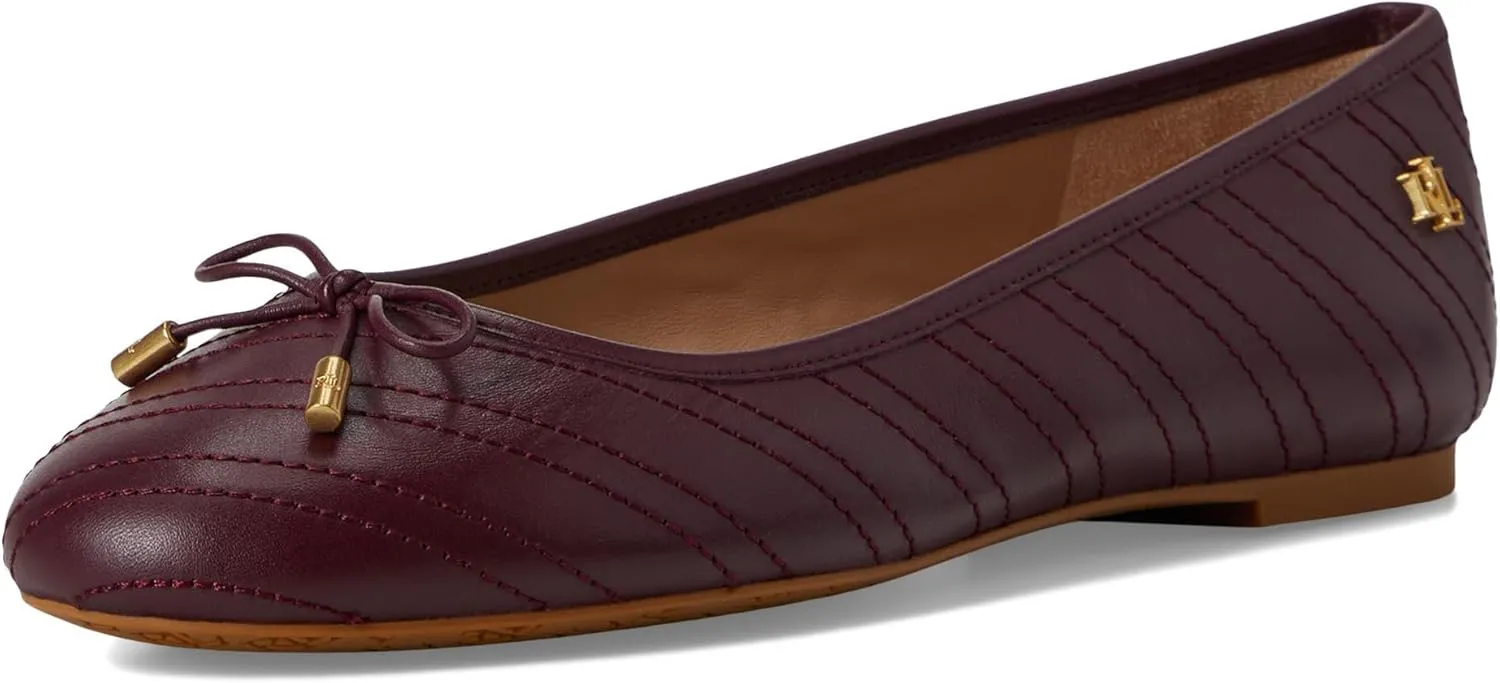Lauren Ralph Lauren Women's Jayna Stitched Leather Flat Ballet