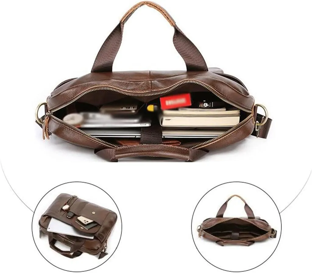 Layer Cowhide Leather Briefcase Leather Crossbody Business Single Shoulder Computer Bag Shoulder Briefcase