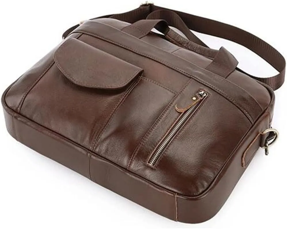 Layer Cowhide Leather Briefcase Leather Crossbody Business Single Shoulder Computer Bag Shoulder Briefcase