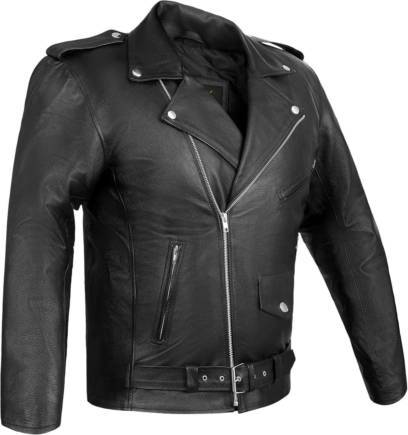 Leather Jacket Men Motorcycle Jacket Black Leather Jacket Brando Racer Biker Retro Jacket 100% Genuine Cowhide Leather
