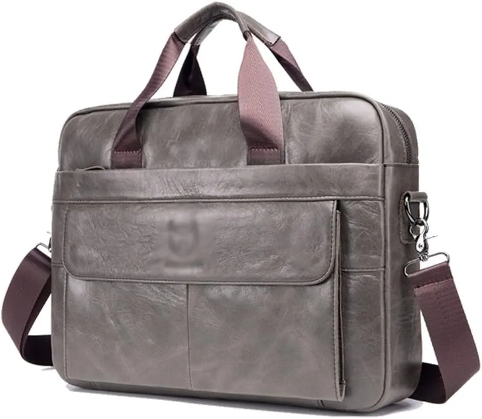 Leather Men's Leather Business Briefcase Layer Cowhide Computer Handheld Shoulder Crossbody Bag