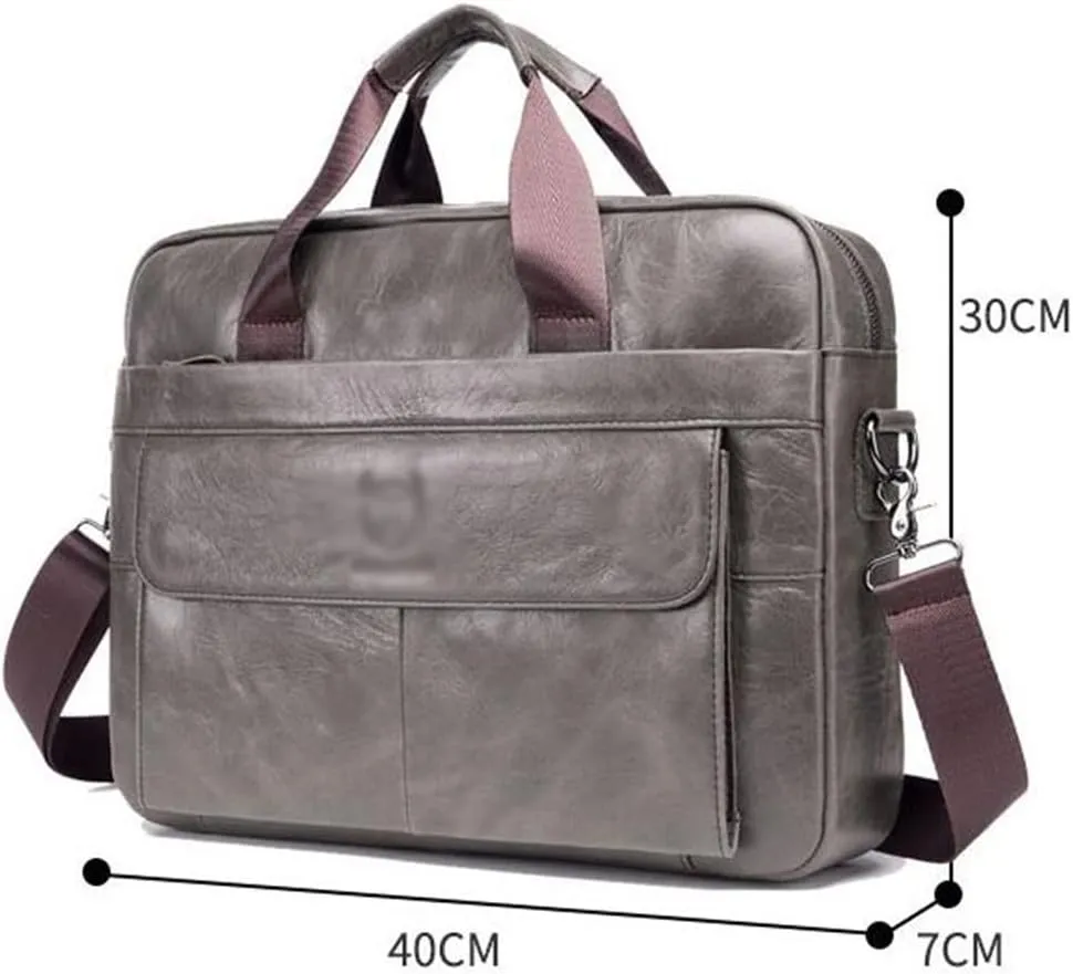Leather Men's Leather Business Briefcase Layer Cowhide Computer Handheld Shoulder Crossbody Bag