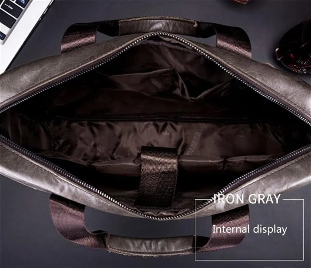 Leather Men's Leather Business Briefcase Layer Cowhide Computer Handheld Shoulder Crossbody Bag