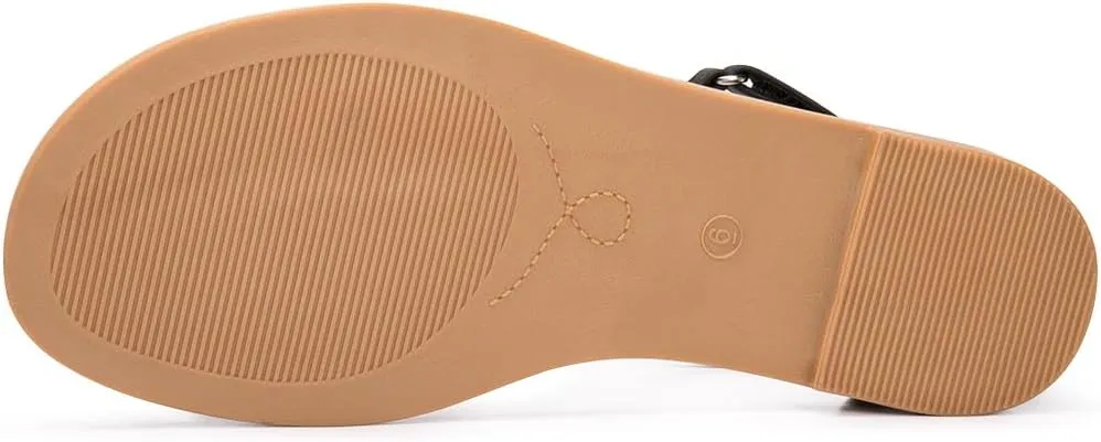 LM Women's Flat Sandals Open Toe One Band Ankle Strap Sandals Casual Summer Flat Sandals