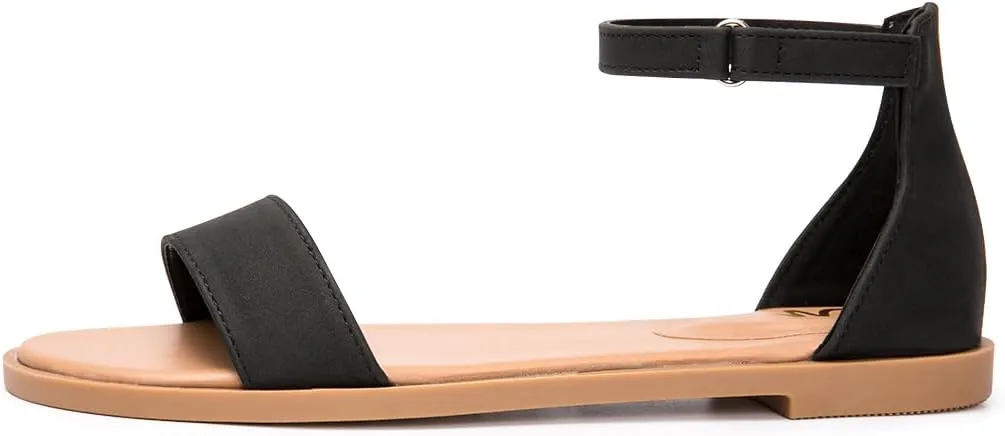 LM Women's Flat Sandals Open Toe One Band Ankle Strap Sandals Casual Summer Flat Sandals