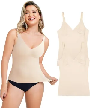 LODAY Compression Tank Tops for Women Tummy Control Shapewear Seamless Body Shaper Workout V-Neck Camisole Cami Tops