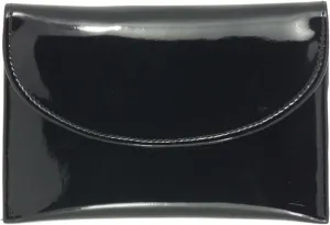 LONI Ladies Faux Patent Leather Wallet Clutch Bag Purse Coin Pouch in Black