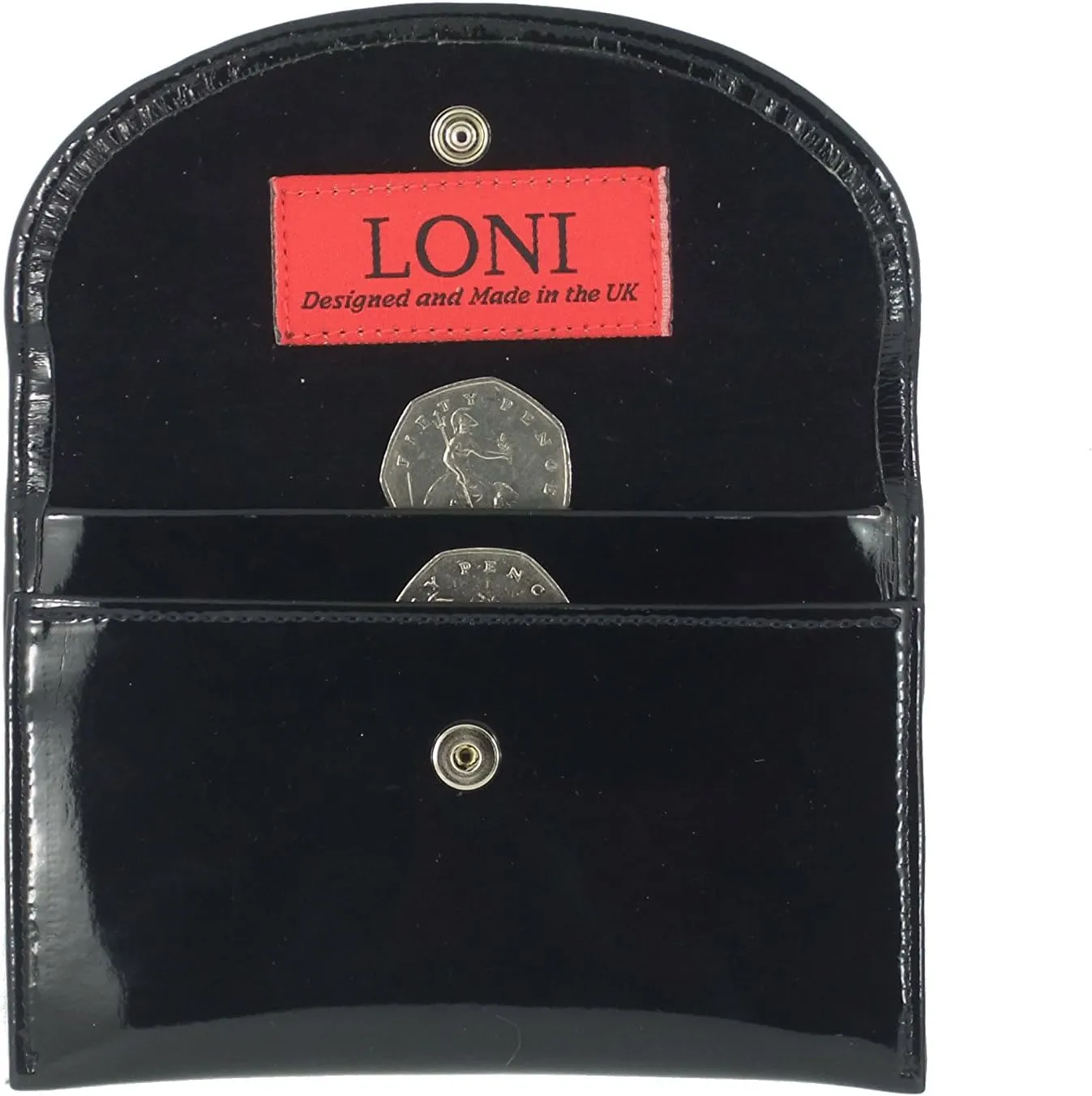 LONI Ladies Faux Patent Leather Wallet Clutch Bag Purse Coin Pouch in Grey