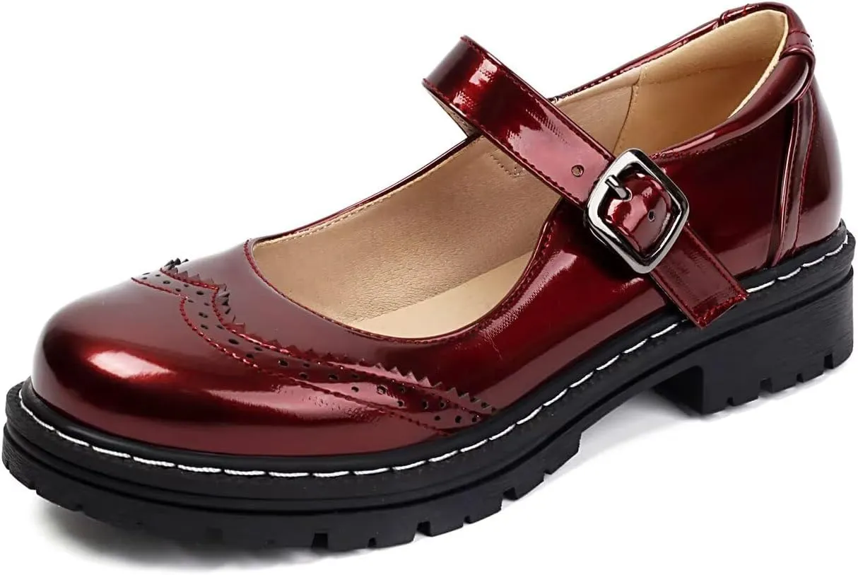 Mary Jane for Women Gothic Oxford Shoes - Flat Shoes, Ankle Tied, Round Toe for Casual Dresses, Work, and Campus