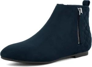MaxMuxun Women's Ankle Boots Flat Low Heel Zipper/Chelsea Booties Winter Fall Fashion Boots