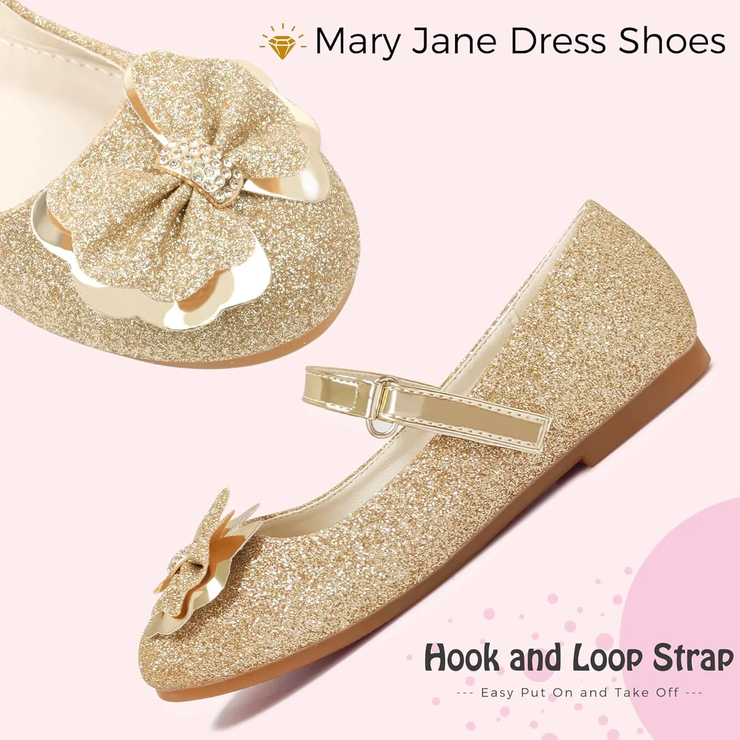 Mei MACLEOD Girl's Mary Jane Shoes Ballerina Shoes, Princess Dress Shoes for Party Wedding