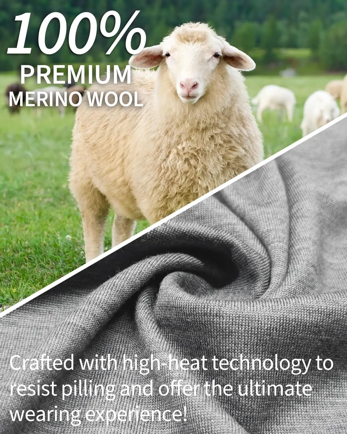 Mens 100% Merino Wool Base Layer