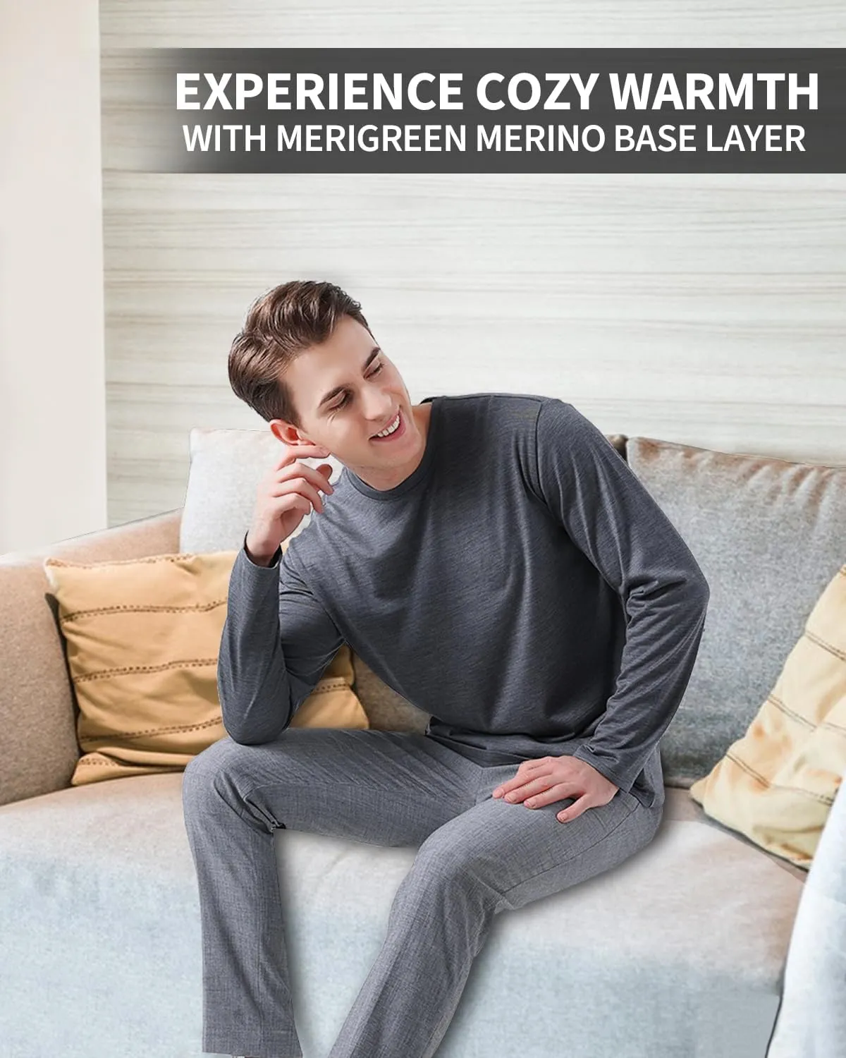 Mens 100% Merino Wool Base Layer