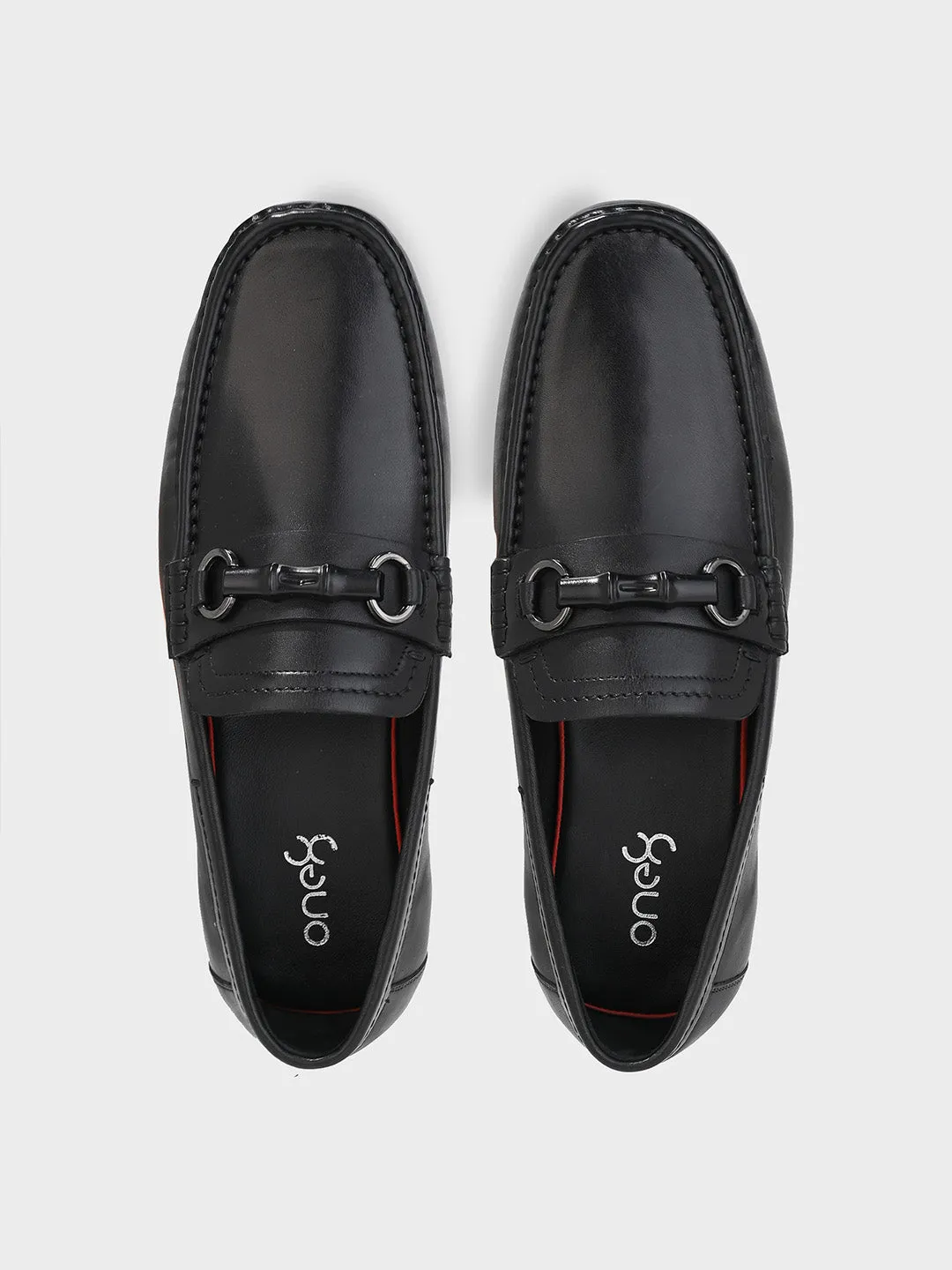 Men's Black Leather Slip-On Loafers