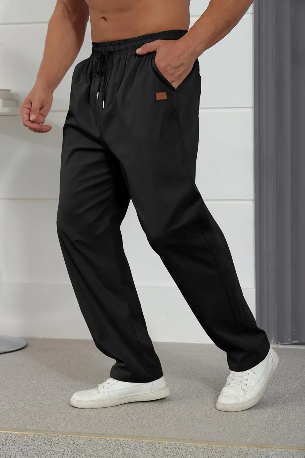 Mens Casual Jogger Pants Relaxed Fit Cargo Pants Drawstring Sweatpants Hiking Outdoor Twill Sport Pants
