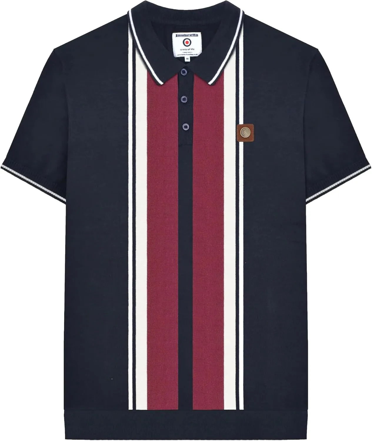 Mens Greco Striped Knitted Short-Sleeved Polo Shirt