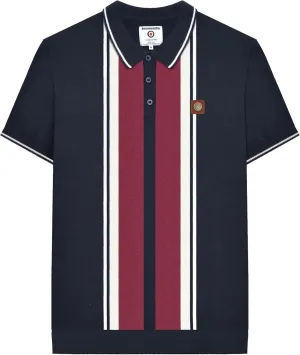 Mens Greco Striped Knitted Short-Sleeved Polo Shirt