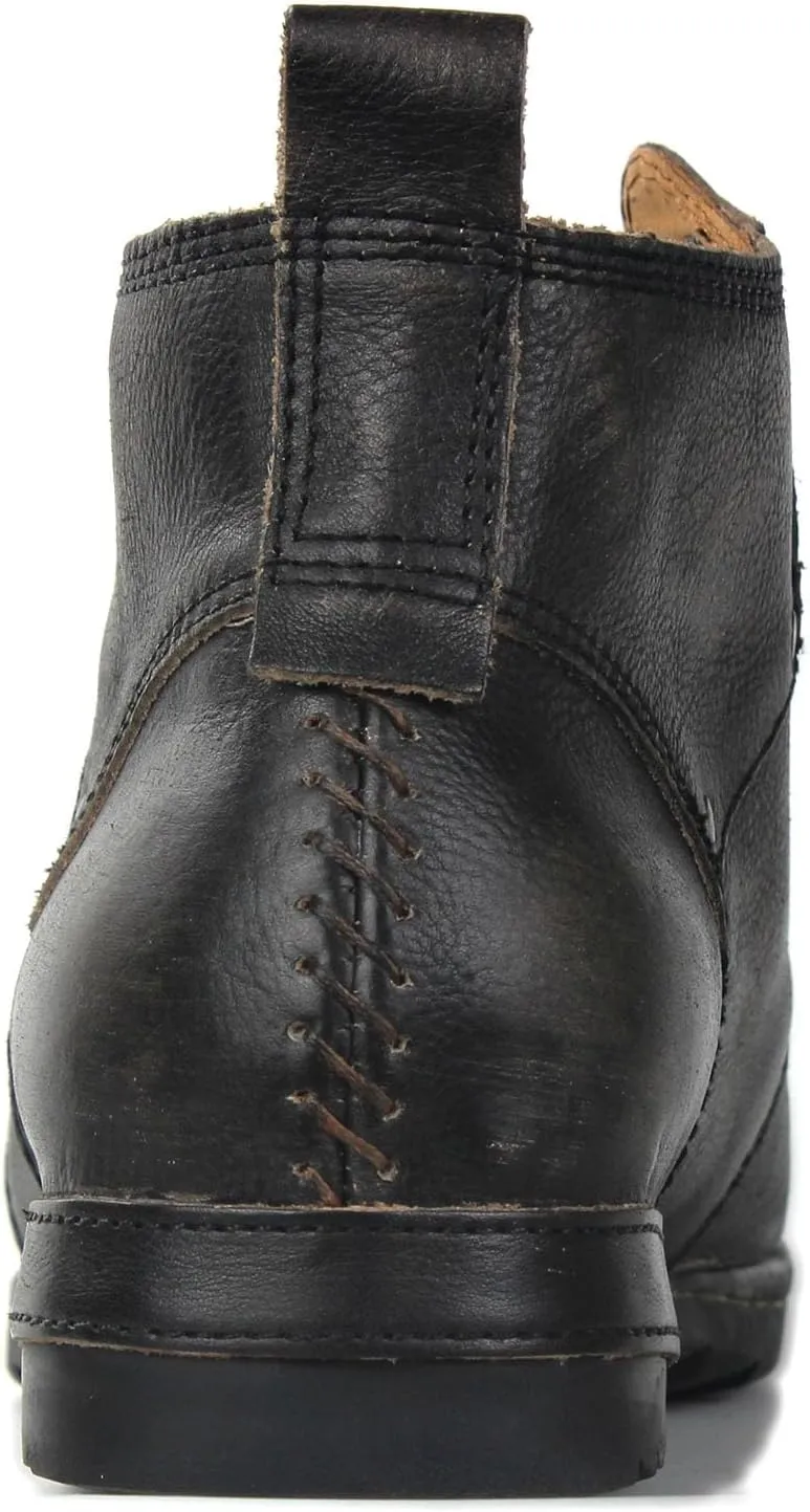 Men's Grippy Black Iron Piece Toe-tipped Design Chukka Boots Lace-up Motorcycle Casual Leather Dress Ankle Boot for Men Fashion 6015-3-A-R