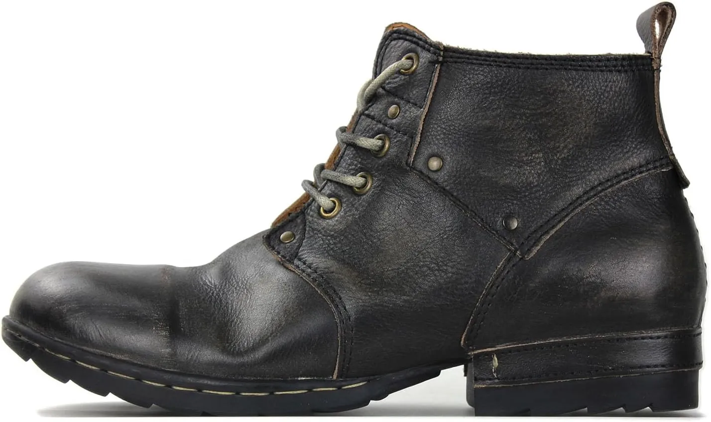 Men's Grippy Black Iron Piece Toe-tipped Design Chukka Boots Lace-up Motorcycle Casual Leather Dress Ankle Boot for Men Fashion 6015-3-A-R