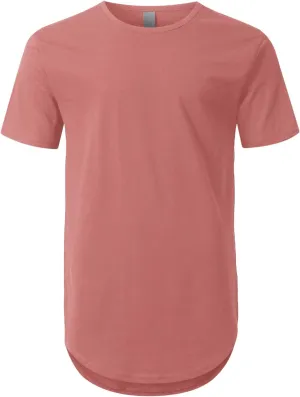 Mens Hipster Hip Hop Elong Round Hemline Crewneck T-Shirt