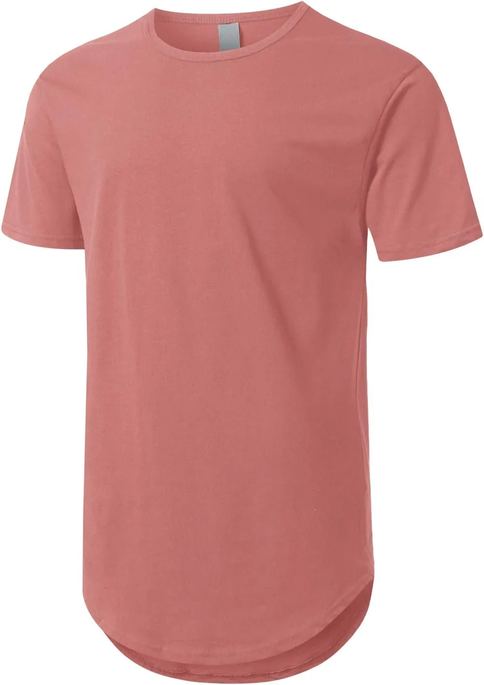 Mens Hipster Hip Hop Elong Round Hemline Crewneck T-Shirt