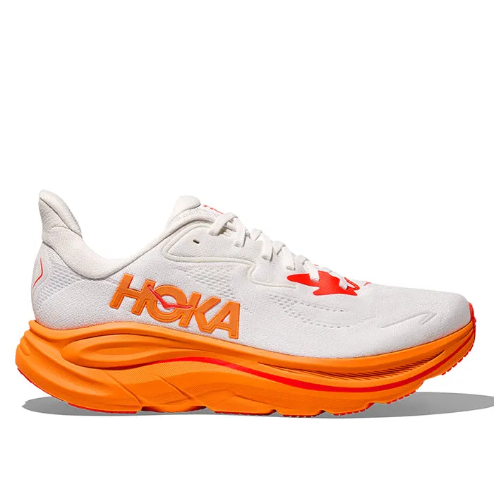 Mens Hoka Clifton 10 in Frost/Orange Zest