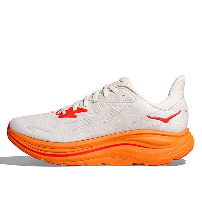 Mens Hoka Clifton 10 in Frost/Orange Zest