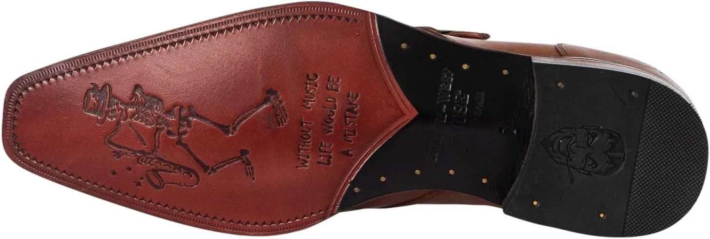 Men's Monk Leather Shoes, Castano