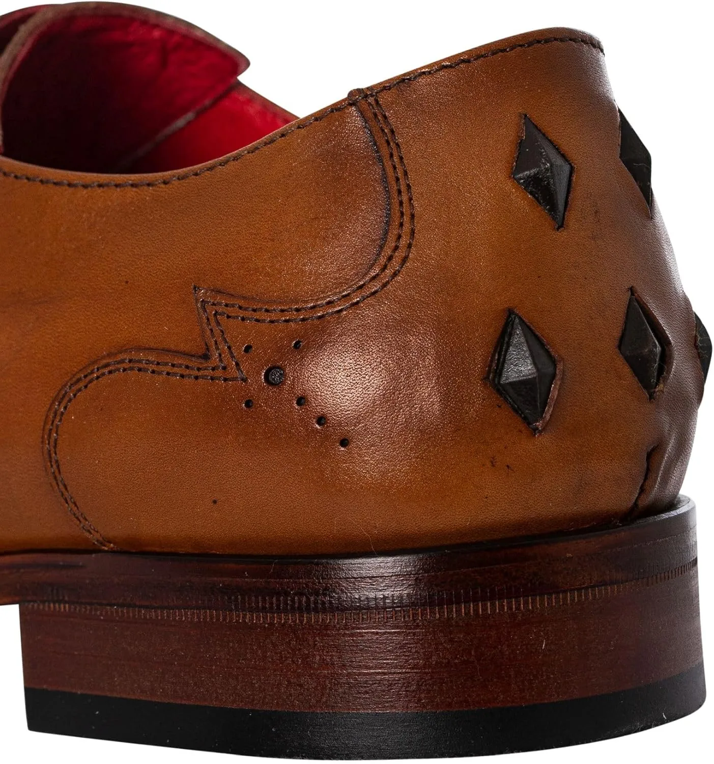 Men's Monk Leather Shoes, Castano